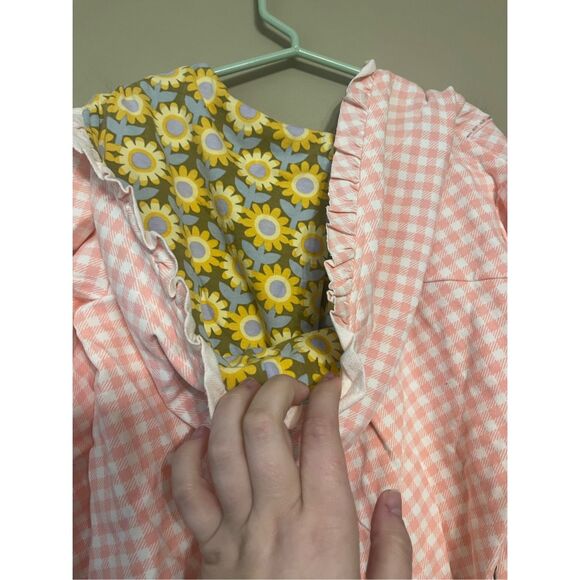 Matilda Jane Girls Shortcake Hoodie Pink White Check Floral Hood NWT Size 6 - Picture 3 of 4